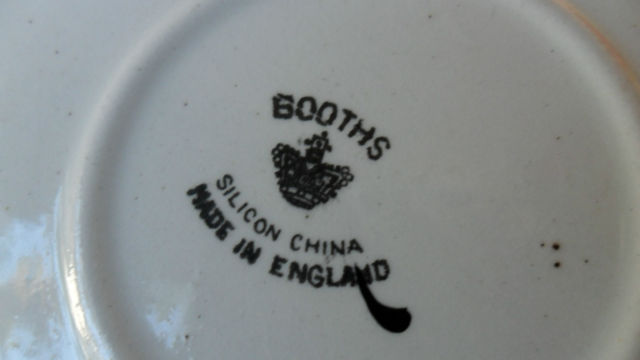 Booth's yellow rounded Cup of Knowledge set, cup backstamp, marked for the Australian Pavilion at the Wembley British Empire Exhibition